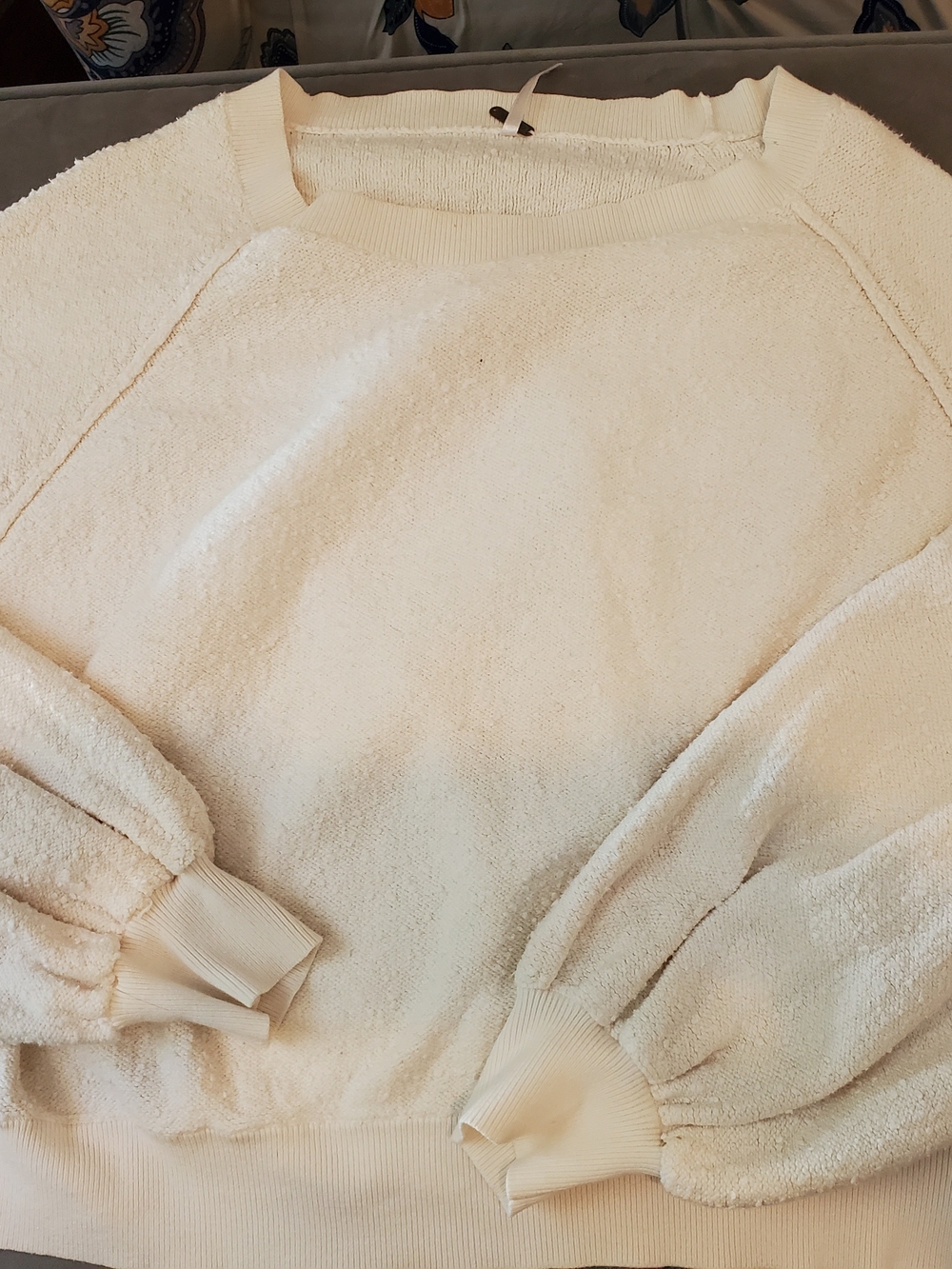 Cozy Cream Free People Textured Pullover Sweatshirt